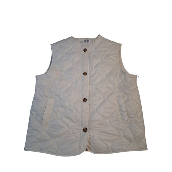 ASOS DESIGN Women's size 10 Oversized Quilted Collarless Gilet Casual Prep Vest - Picture 3 of 9